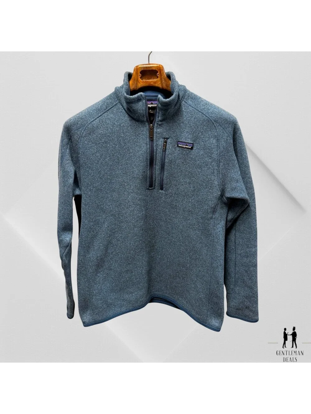 Patagonia Better Sweater Jacket Mens M Blue 1/4 Zip Fleece Worn Wear 22x29